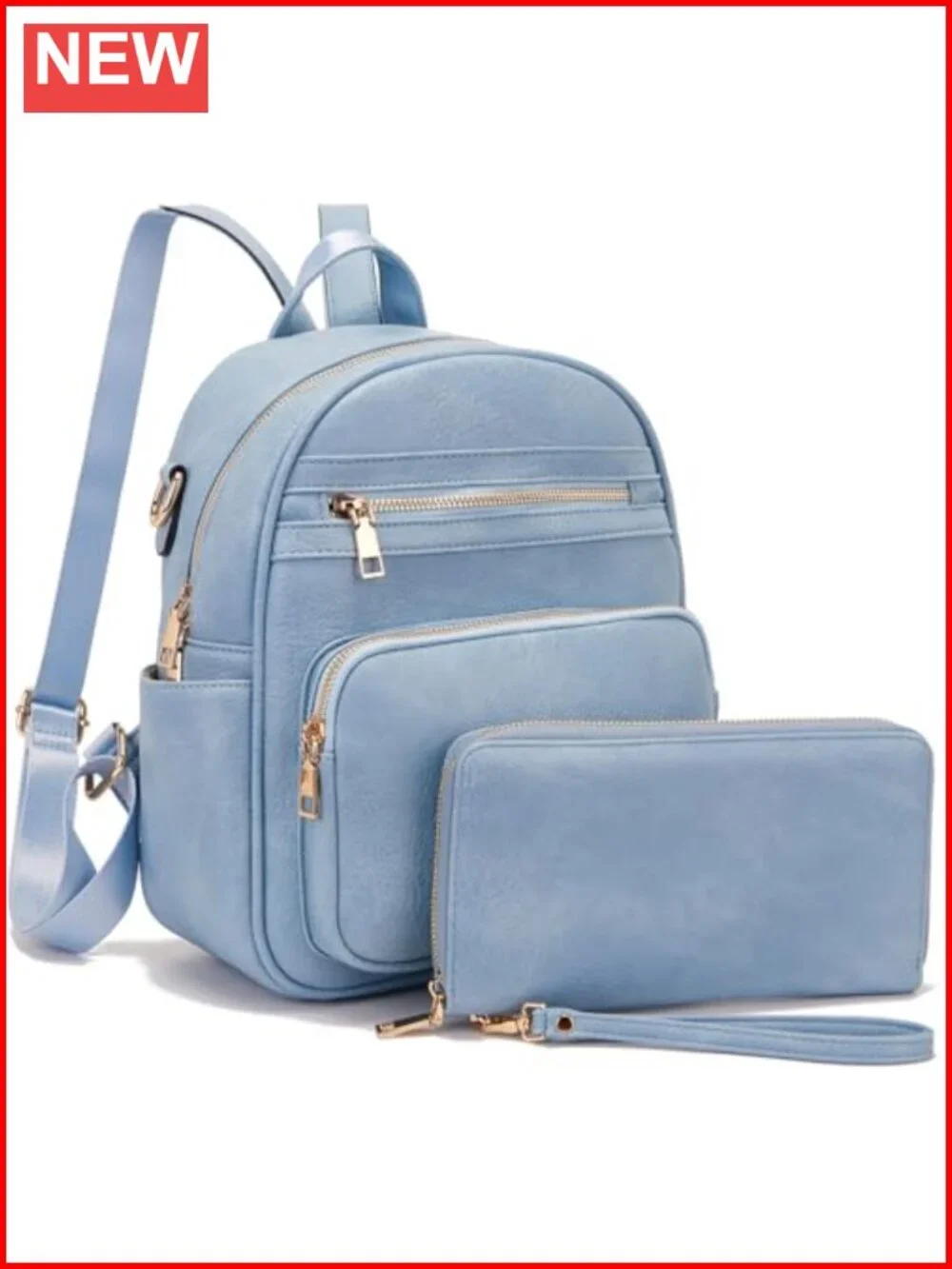 Small Faux Leather Backpack Purse for Women with Wallet